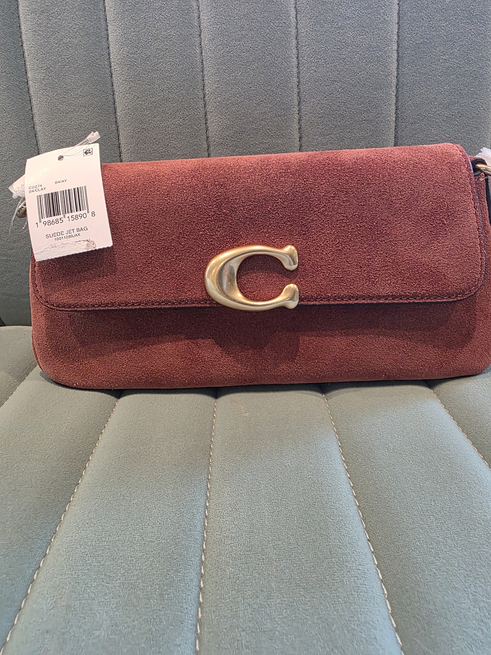 Coach Jet Clay Suede Crossbody with Gold 'C' Hardware